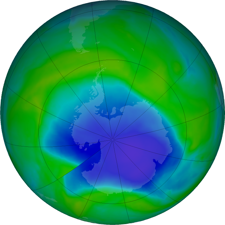 Antarctic ozone map for 04 December 2021